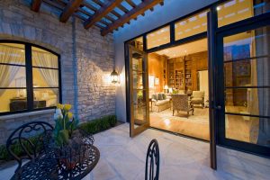 Beautiful French Doors opened in the evening